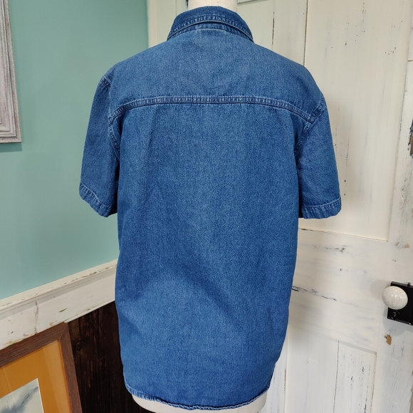 Bobbie Brooks heart embroidery denim button up shirt - Picture 3 of 8